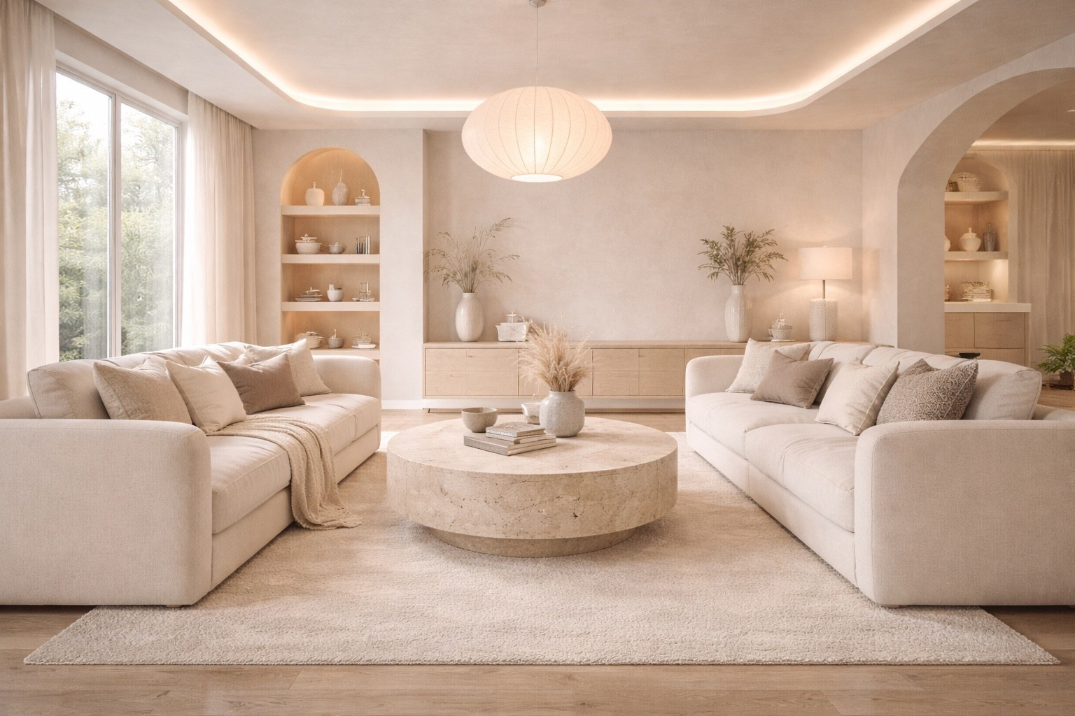 A soft neutral living room designed with two symmetrical sofas, a round coffee table, and warm layered lighting.
This modern space feels airy, calm, and perfectly balanced — blending minimalist design with cozy, hotel-inspired comfort.
Perfect inspiration for bright living rooms, neutral interiors, and timeless modern homes.

#neutrallivingroom
#modernlivingroom
#softmodern
#neutralinterior
#cozyliving
#minimalistdesign
#warmneutrals
#modernhome
#interiordesign
#homedecorinspo


#LTKGiftGuide #LTKHome #LTKActive