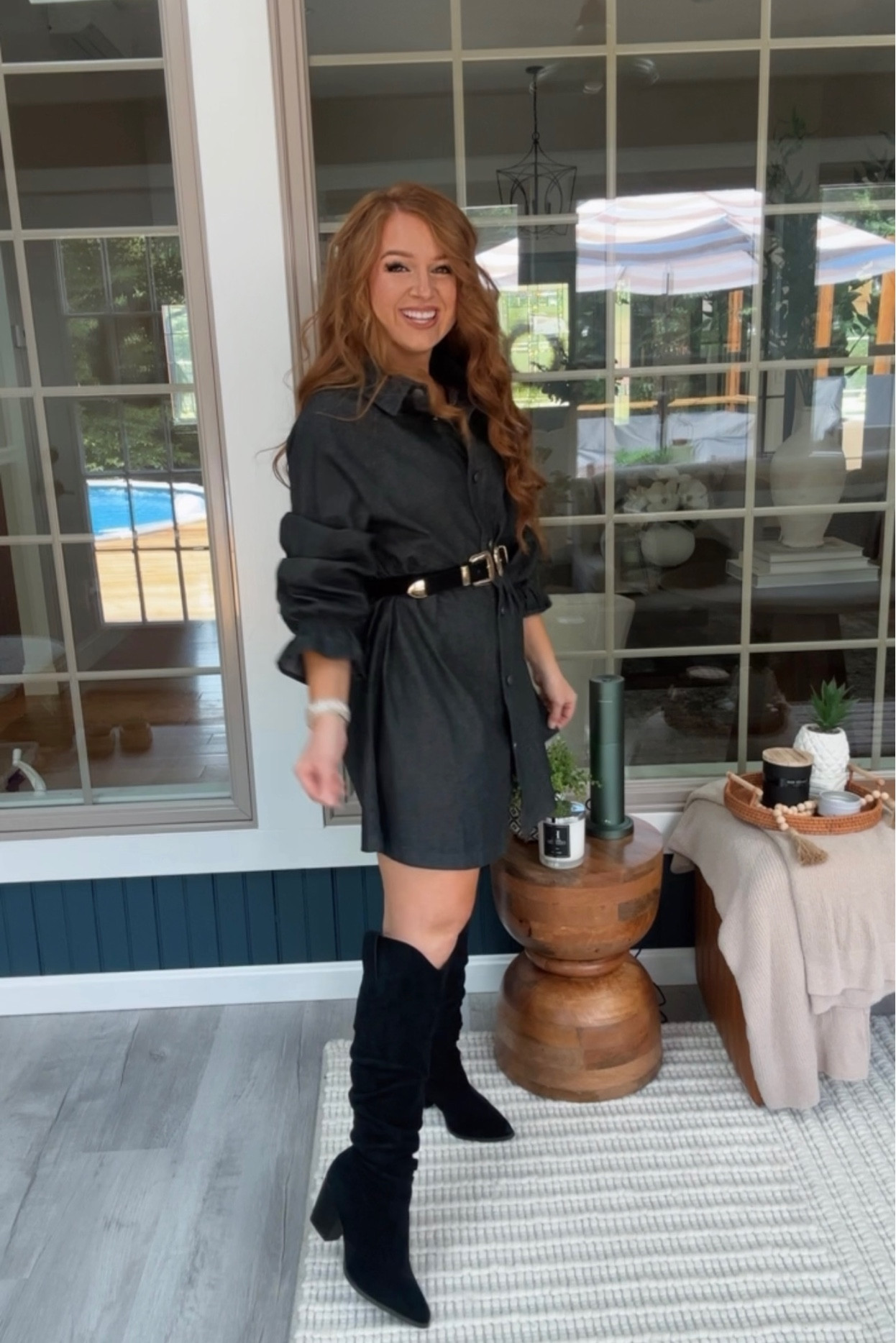 Cute country concert outfit ! Size medium dress, but it runs big! I should have gotten a small ! 

Code: AUGUST20 