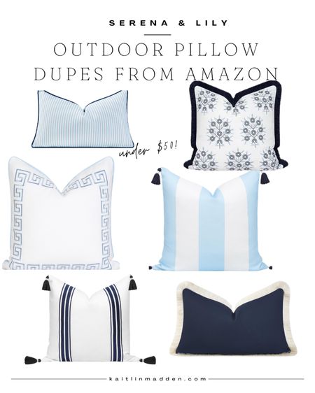 Serena & Lily outdoor pillow cover dupes from Amazon ☀️

#LTKhome #LTKfindsunder50 #LTKSeasonal