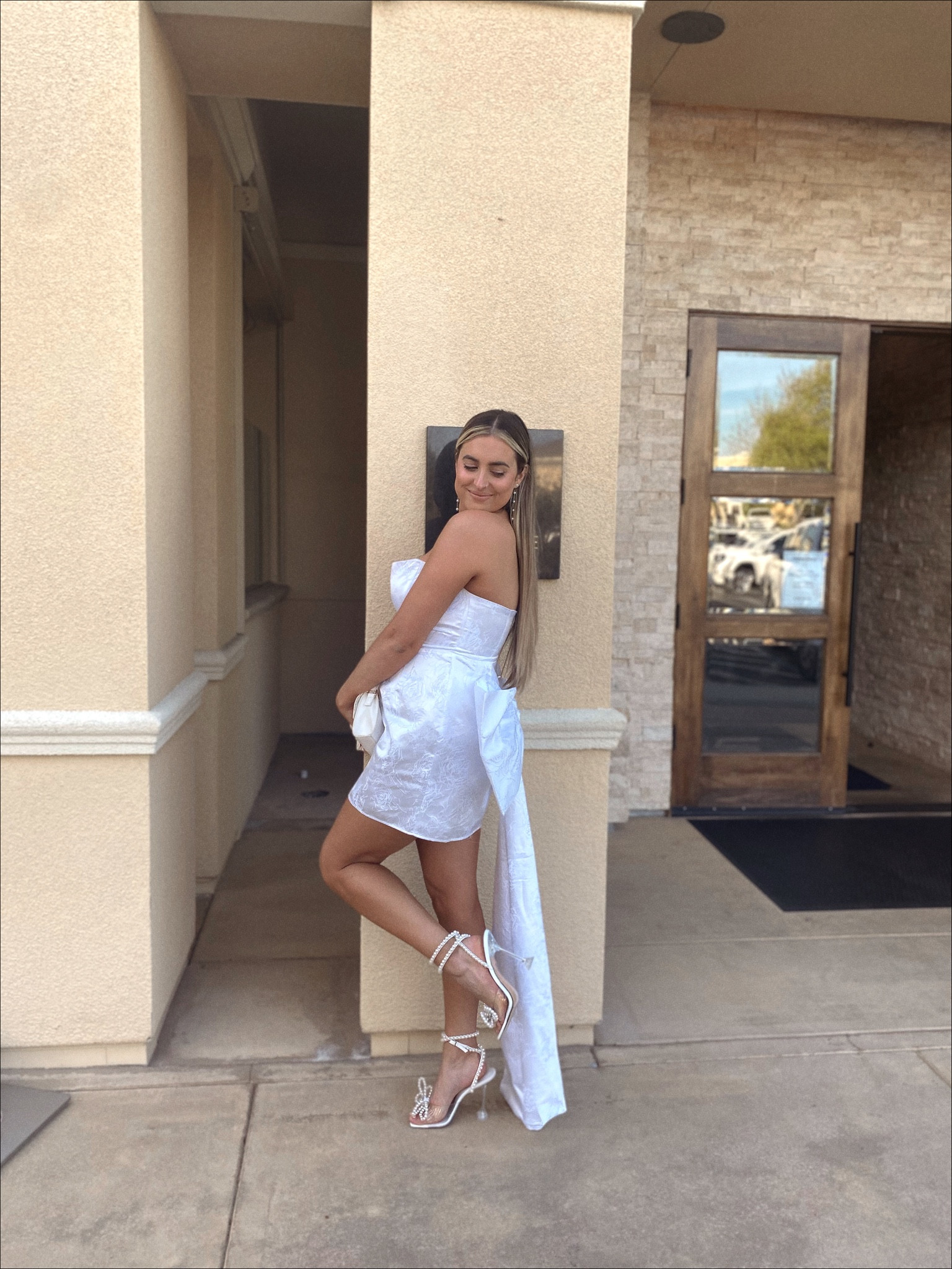 The rehearsal dress of your dreams! 

Rehearsal dinner dress, dress for the bride, white bow dresses, Pearl heels, bridal shoes, bridal outfits. 

#LTKunder50 #LTKstyletip #LTKwedding