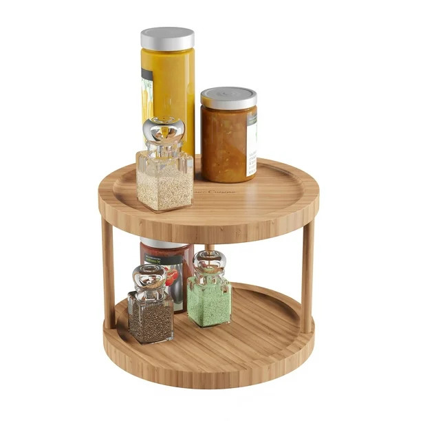 Lazy Susan – All-Natural Bamboo Round Two Tier Turntable Kitchen, Pantry and Vanity Organizer a... | Walmart (US)