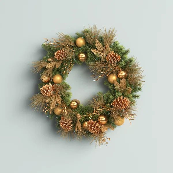 Laroche Faux Lighted Pinecone Wreath | Wayfair North America