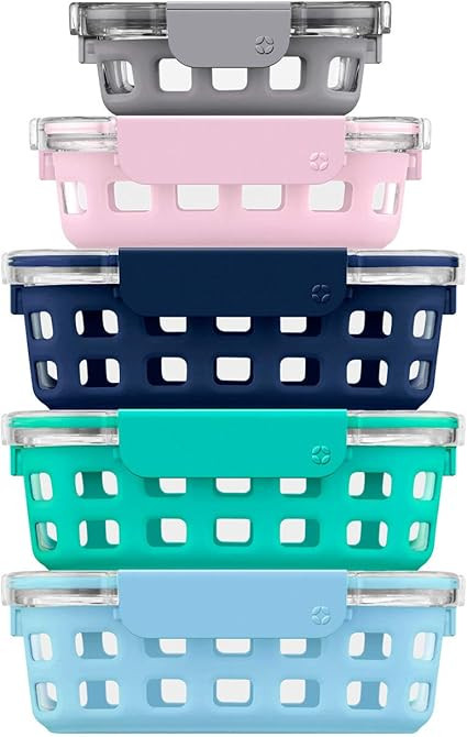 Ello Duraglass Glass Food Storage Mixed Set - Glass Food Storage Bowls with Silicone Sleeve and A... | Amazon (US)
