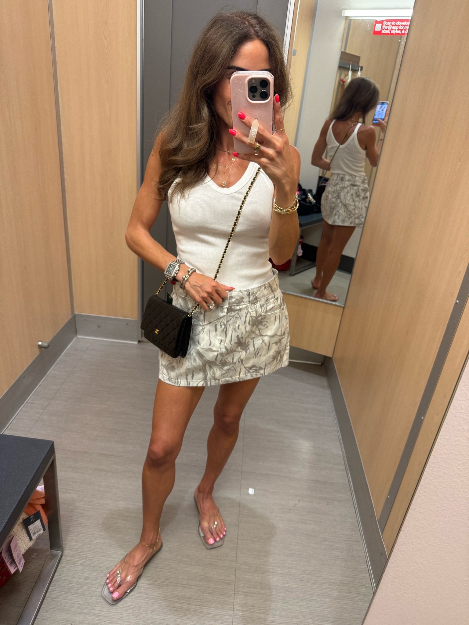 This trending camo print denim skirt is so cute for summer wearing 00 with white tank size xs 
Target style, summer outfit

#LTKPetite #LTKSeasonal