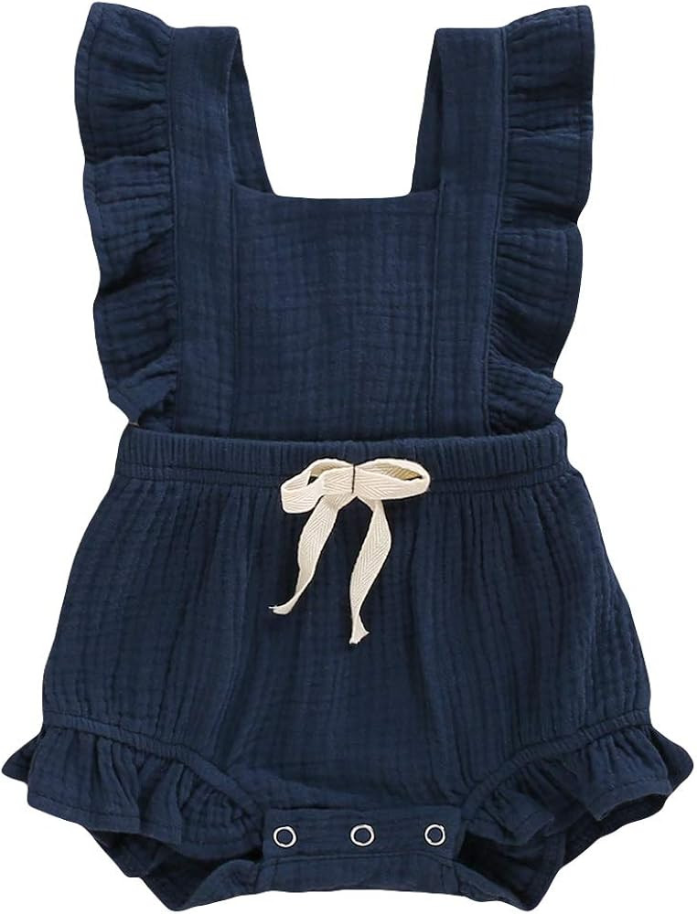 YOUNGER TREE Toddler Baby Girl Ruffled Sleeveless Romper Casual Summer Jumpsuit Cotton Linen Clot... | Amazon (US)