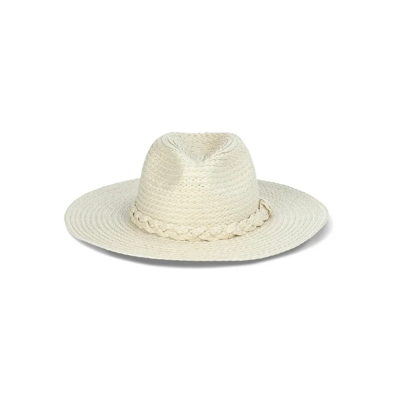 Time and Tru Women’s Braided Woven Straw Fedora Hat | Walmart (US)