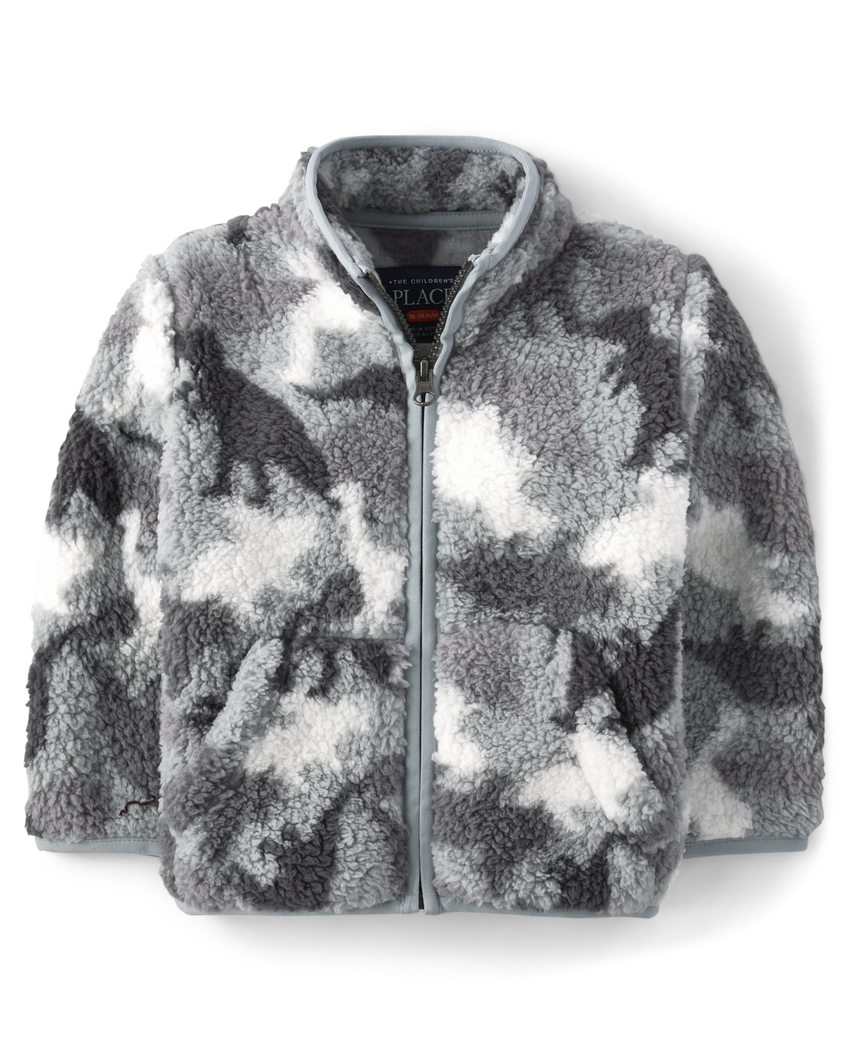 Baby And Toddler Boys Print Sherpa Zip-Up Jacket - thunder sky | The Children's Place