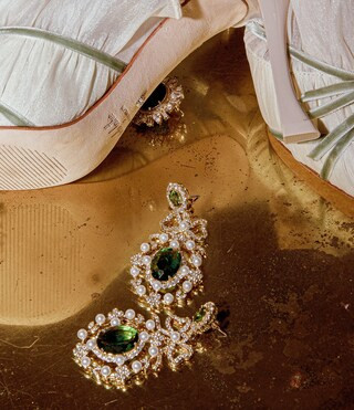 x Nicola Bathie Vickie Pave Bow Oval Stone Chandelier Earrings | Dillard's