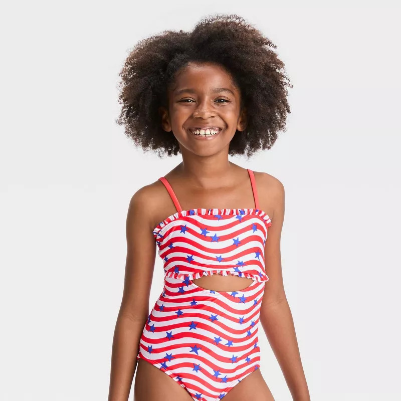 Girls' Striped Star One Piece Swimsuit - Cat & Jack™ | Target