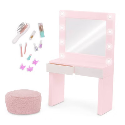 Our Generation Glam & Glow Light-up Vanity Table Accessory Set for 18" Dolls | Target