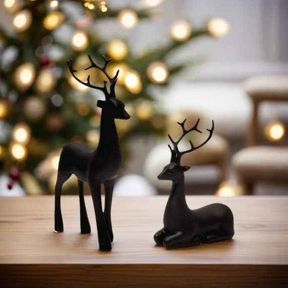 WYZCTTD 2Pcs Resin Reindeer Sculpture, Reindeer Ornament for Indoor Home Decor，Holiday Gifts，... | Walmart (US)