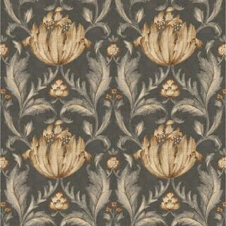 SURFACE STYLE Charmed Beauty Floral Onyx Vinyl Peel and Stick Wallpaper Roll (Covers 30.75 sq. ft... | The Home Depot