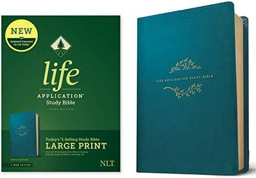 Tyndale NLT Life Application Study Bible, Third Edition, Large Print (LeatherLike, Teal Blue, Red... | Amazon (US)