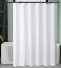 Amazer Extra Long Shower Curtain Liner Washable, 72 x 96 Inches, Fabric White Shower Liner with 2... | Amazon (US)