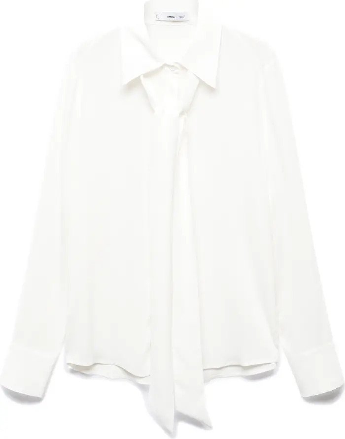 Tie Neck Button-Up Shirt | Nordstrom
