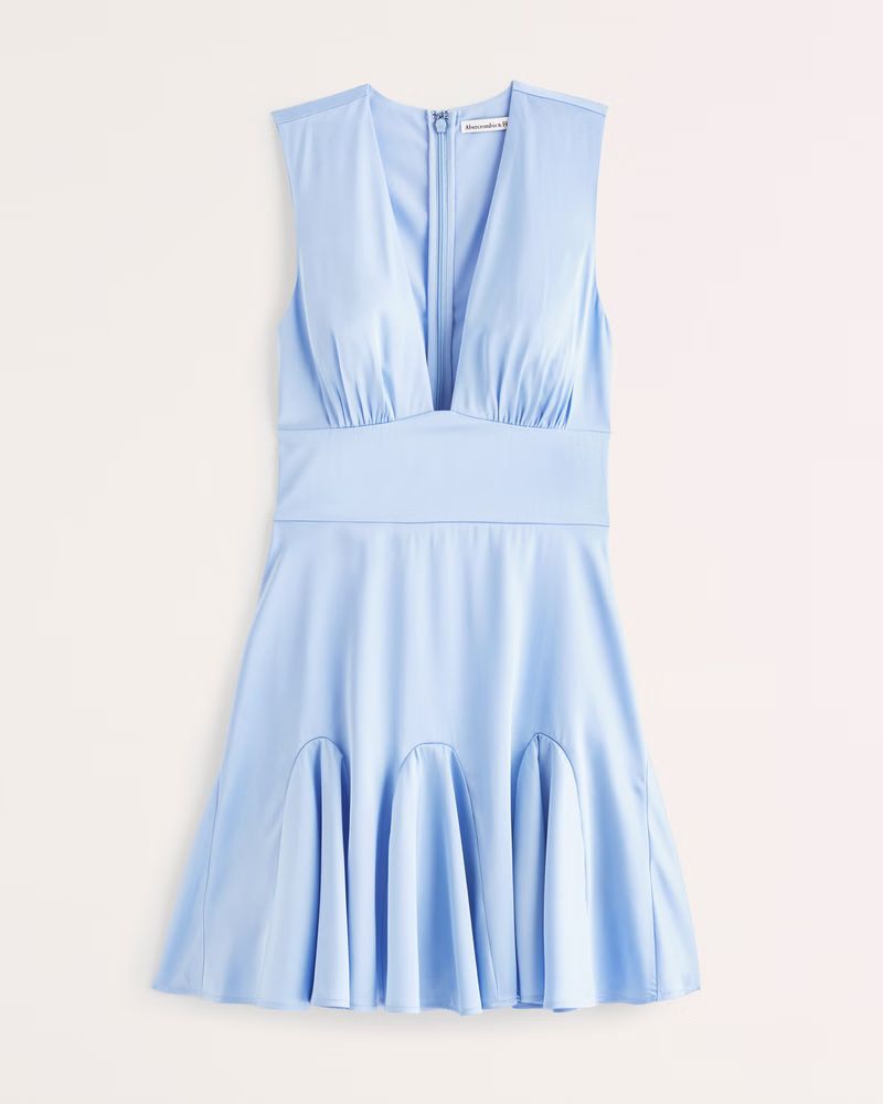 Plunge Satin Mini Dress | Abercrombie & Fitch (US)