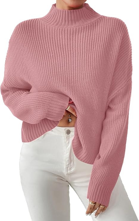 SunnyMelody Womens Cropped Mock Neck Sweater Fall Ribbed Knit Pullover Sweaters Jumper Lightweigh... | Amazon (US)