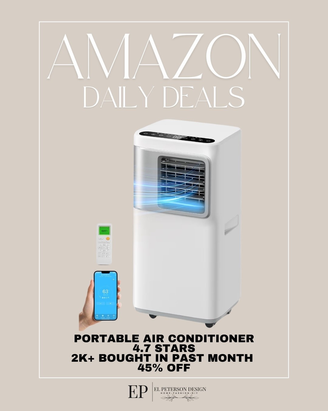 Amazon Daily Deals
Portable air conditioner

#LTKHome #LTKSaleAlert