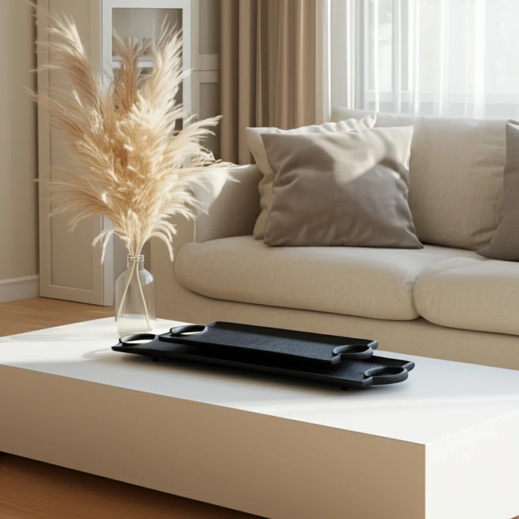 Joss & Main Metal, Set Of 2 26 and 32", Flat Tray With Ring Handles, Black, Rectangle & Reviews |... | Wayfair North America