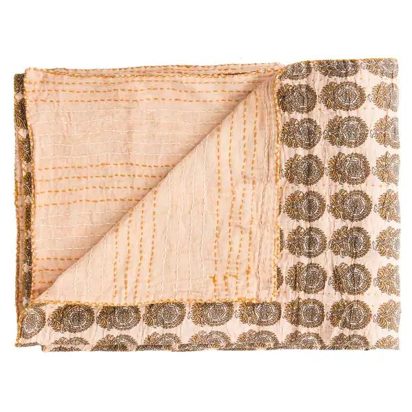 Taj Hotel Home Decor Kantha Cotton Throw | 1-Piece | Multicolor | 50"x70" | Bed Bath & Beyond