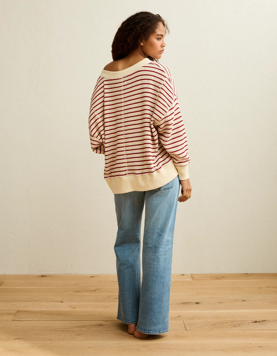 AE Big Hug V-Neck Waffle Sweatshirt | American Eagle Outfitters (US & CA)