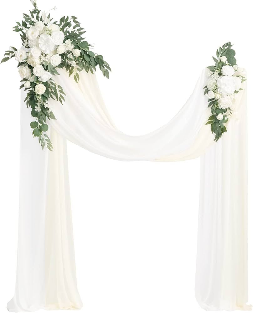 Ling's Moment Artificial Wedding Arch Flowers Kit Pack of 4, 2pcs Hanging Flower Arrangement 2pcs... | Amazon (US)