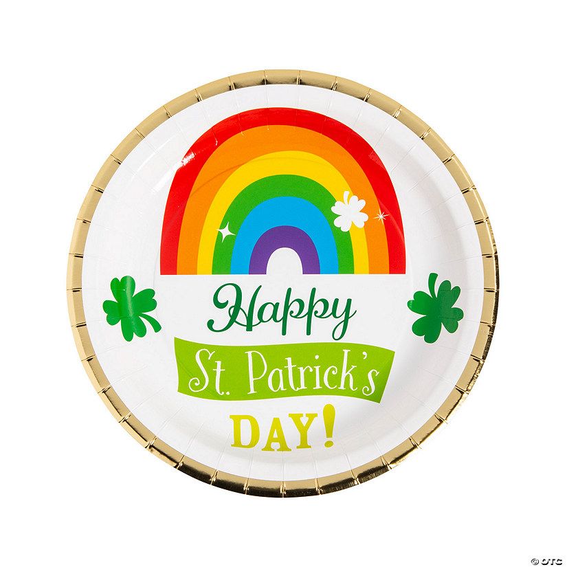 St. Patrick’s Day Lucky Rainbow Paper Dinner Plates - 8 Ct. | Oriental Trading Company