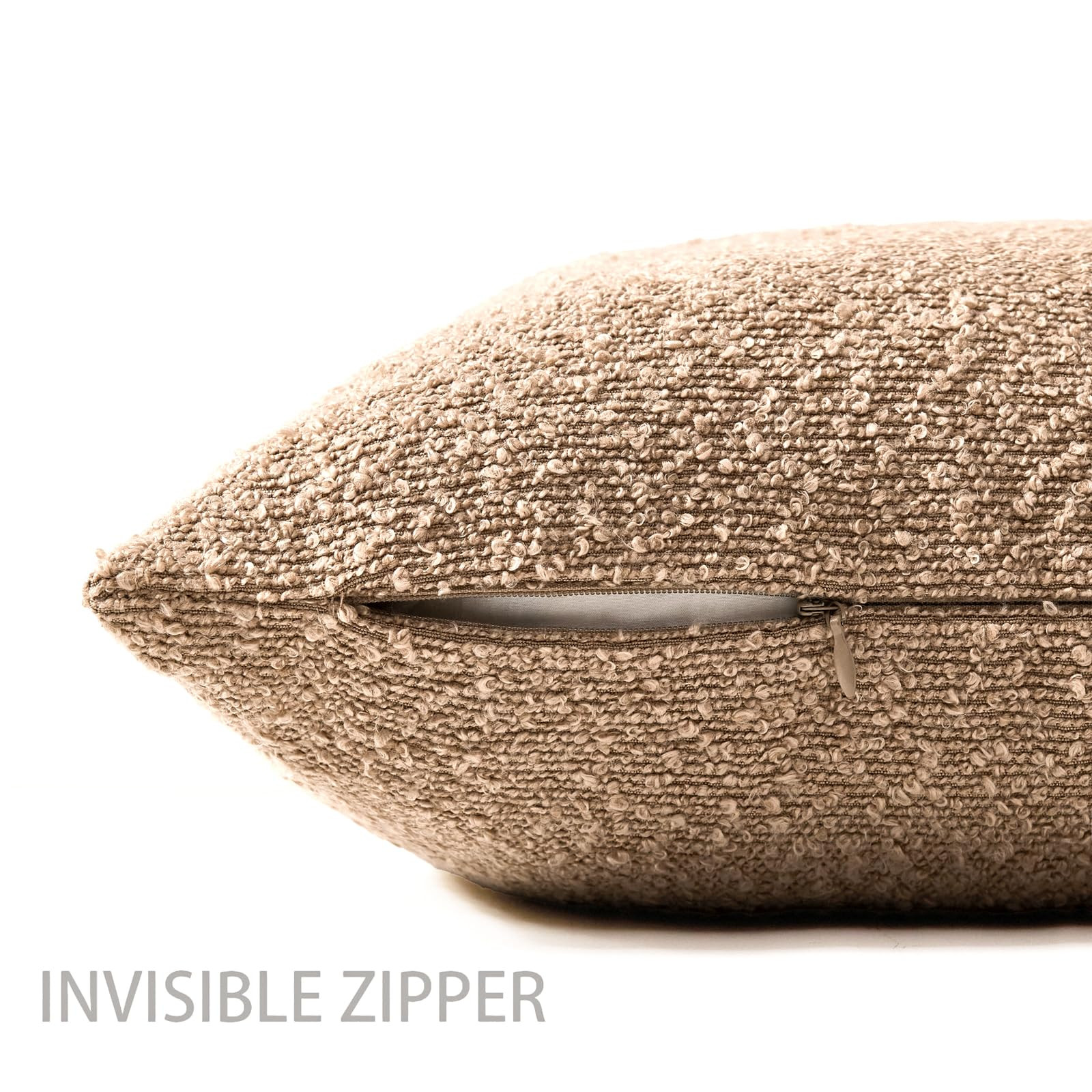 Boucle Decorative Throw Pillow Covers for Couch Set of 2, 18x18 inches, Camel | Amazon (US)