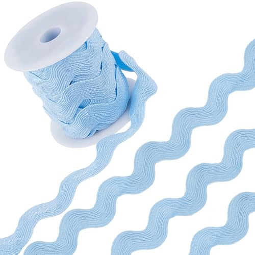 GORGECRAFT 1.34 Inch Rick Rack Trim for Sewing 10 Yards Jumbo RIC Rac Ribbon Christmas Rickrack Sky Blue Wave Bending Fringe Trim Woven Braided Fabric Lace Zig Zag Trim for DIY Crafts Wedding | Amazon (US)
