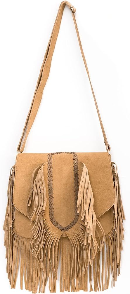 AryanExports Women Hippie Fringe Bags Fashion Bohemian Tassel Cross Body Bag Vintage Boho Bags | Amazon (US)