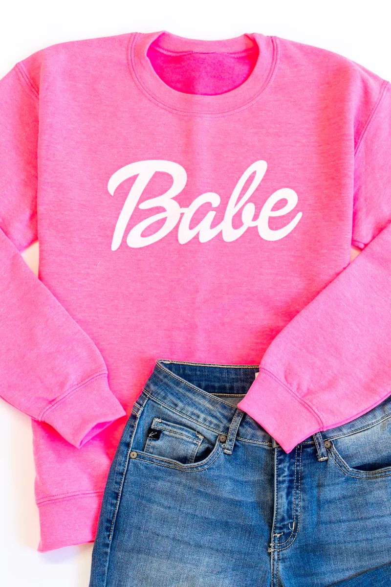 Babe Pink Graphic Sweatshirt | The Pink Lily Boutique