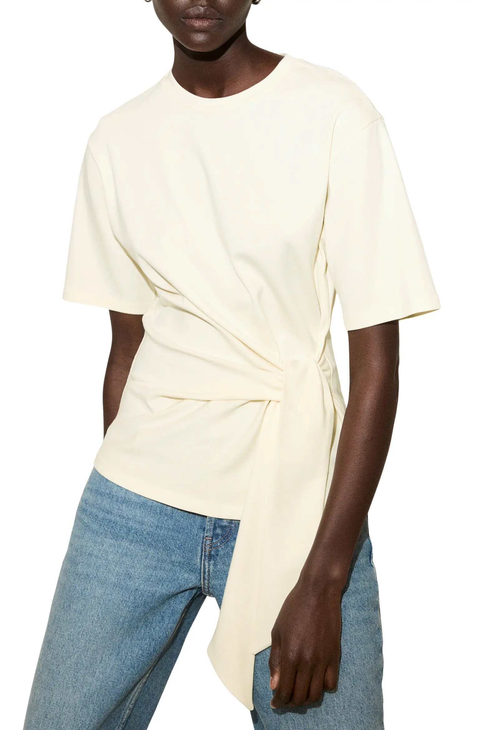 Side Tie Stretch Cotton T-Shirt (Women) | Nordstrom | Nordstrom