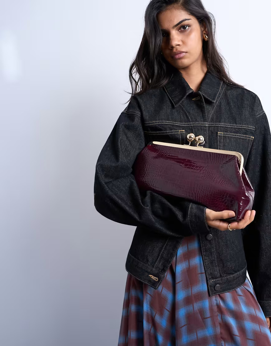 Topshop Gretchen clutch purse in burgundy-Red | ASOS (Global)