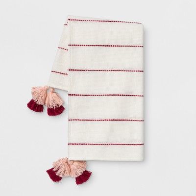 Striped Throw with Tassels Cream/Red - Opalhouse™ | Target