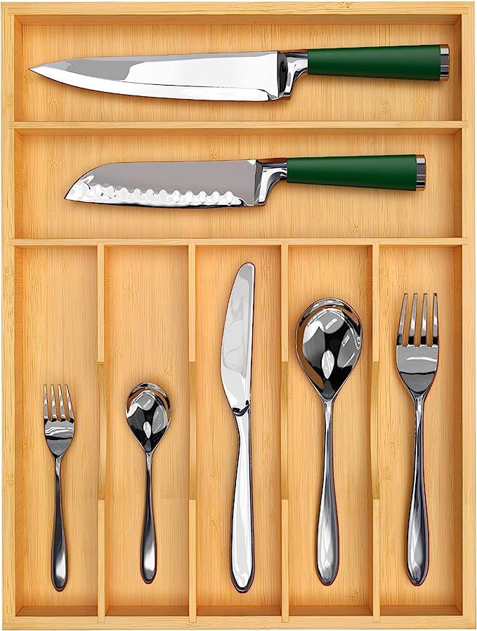 ROYAL CRAFT WOOD Luxury Bamboo Kitchen Drawer Organizer - Silverware Organizer and Cutlery Tray w... | Amazon (US)