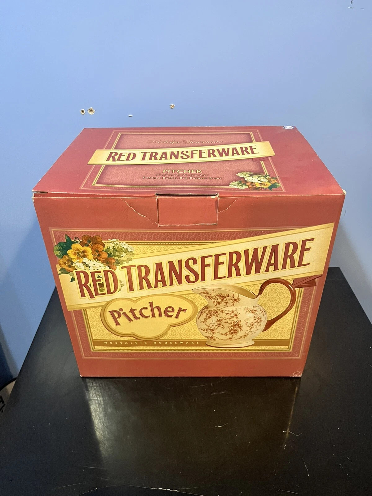 Cracker Barrel Red Floral Porcelain Transferware Pitcher | eBay US