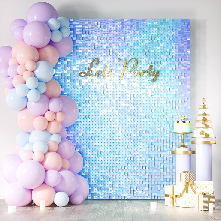 COKAOBE Rainbow Blue Shimmer Wall Backdrop 24PCS Rainbow Blue Sequins Backdrop Decoration Panels,... | Amazon (US)