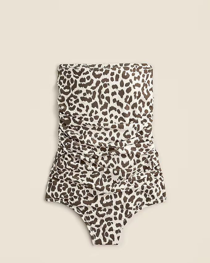 Ruched bandeau one-piece in leopard print | J. Crew US