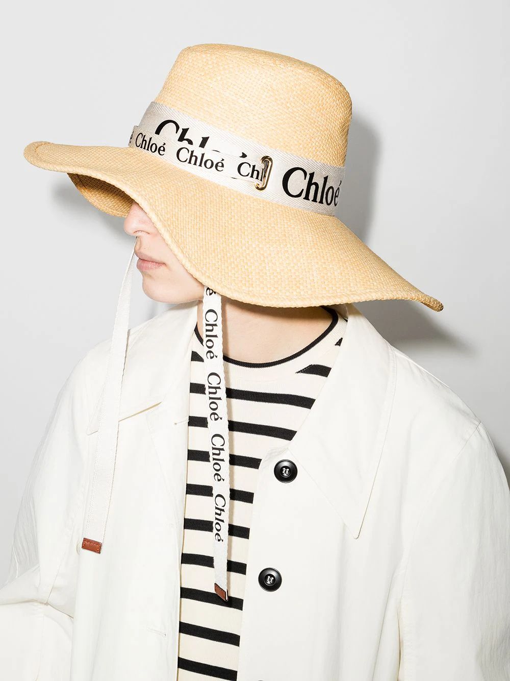 Chloé logo-tape Straw Hat - Farfetch | Farfetch (US)