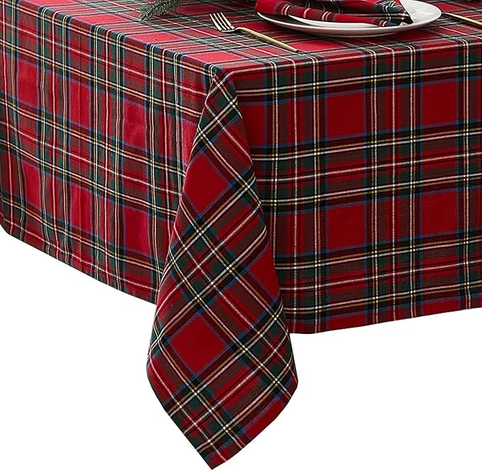 Elrene Home Fashions Stowe Tartan Holiday Plaid Christmas/Winter Cotton Rectangle Tablecloth, 60"... | Amazon (US)