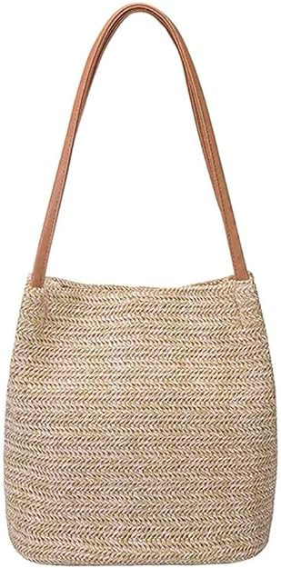 Aphoraeny Straw Beach Bag Buckets Totes Handbag Shoulder Tote Bag Straw Purse Summer Purse Women ... | Amazon (US)