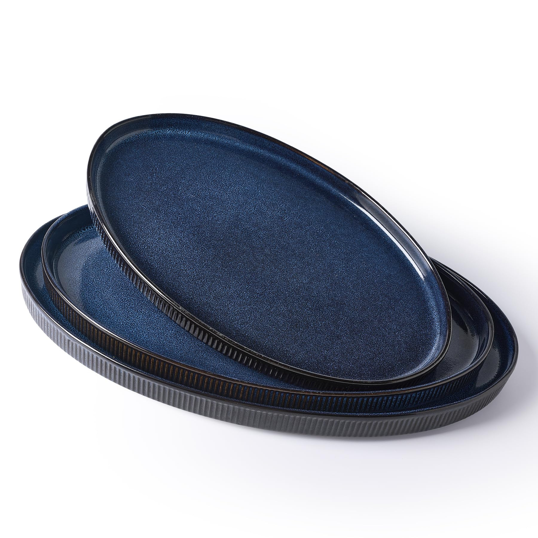 famiware Serving Platter, 16/14.6/12.9 Inch Serving Dishes for Entertaining, Party Serving Trays for Food, Buffet Oval Platters for Food, Large Plates for Bread Turkey Cheese Appetizer, Nebulas Blue | Amazon (US)