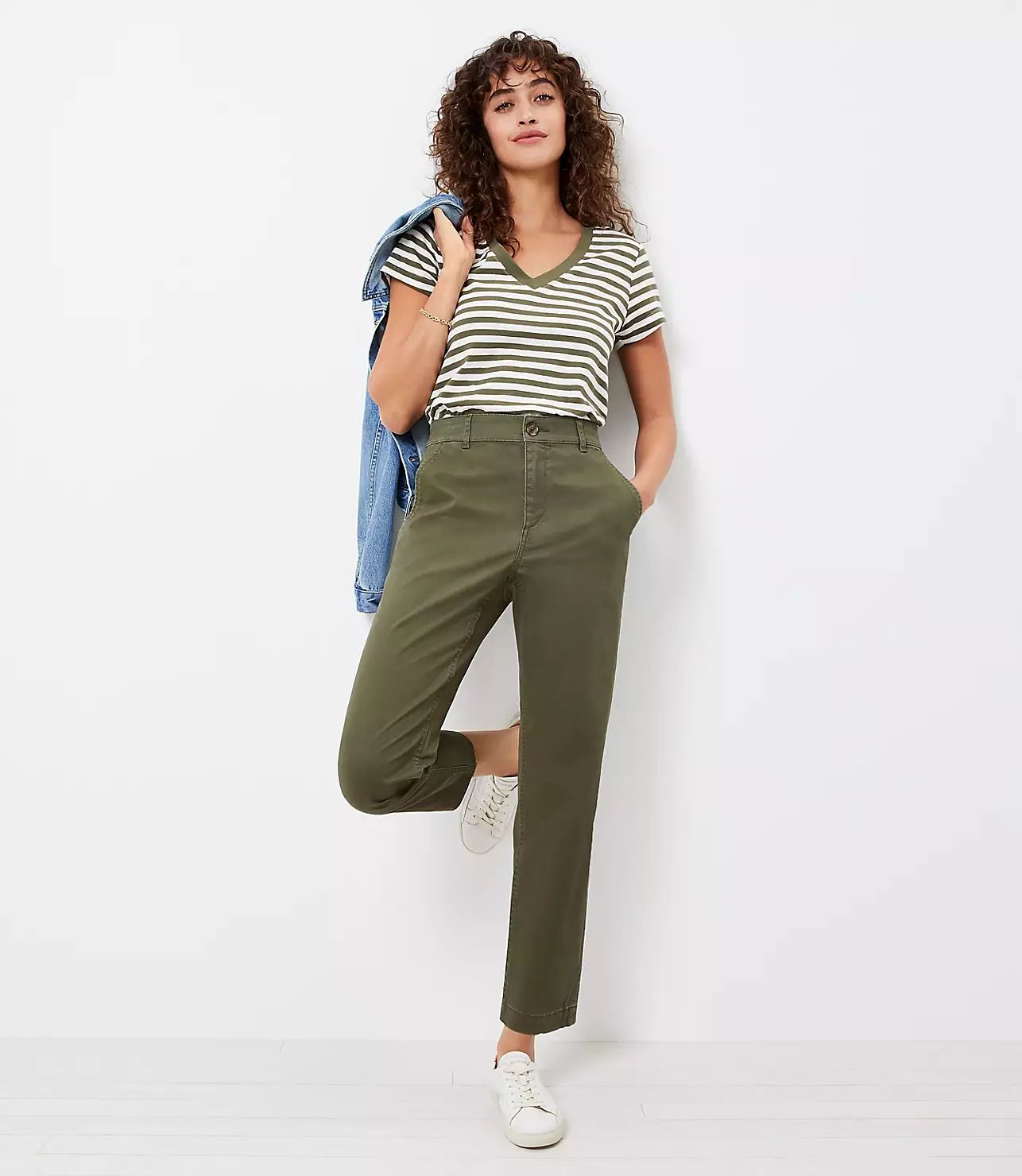 Perfect Straight Pants in Washed Twill | LOFT