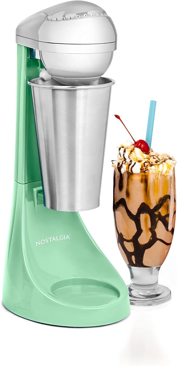 Nostalgia Two-Speed Electric Milkshake Maker and Drink Mixer, Includes 16-Ounce Stainless Steel M... | Amazon (US)