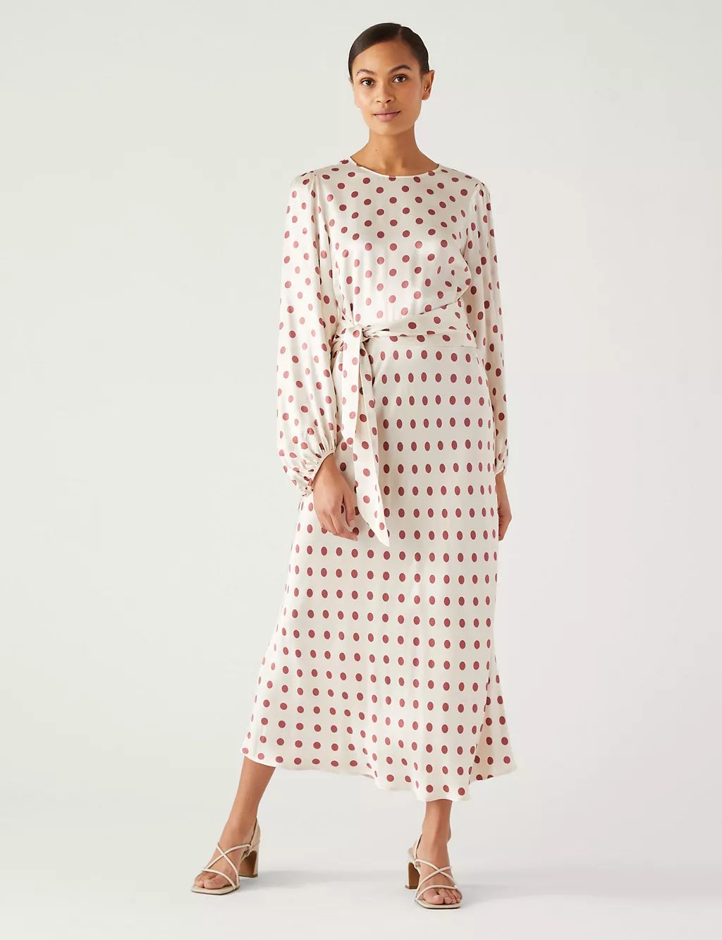 Satin Polka Dot Midi Column Dress | Marks & Spencer (UK)