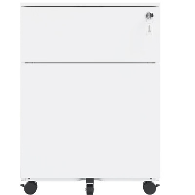 TIRAMISUBEST 2 Drawer Mobile File Cabinet with Lock Steel File Cabinet for Legal/Letter/A4/F4 Size - White Mobile File Cabinet | Target