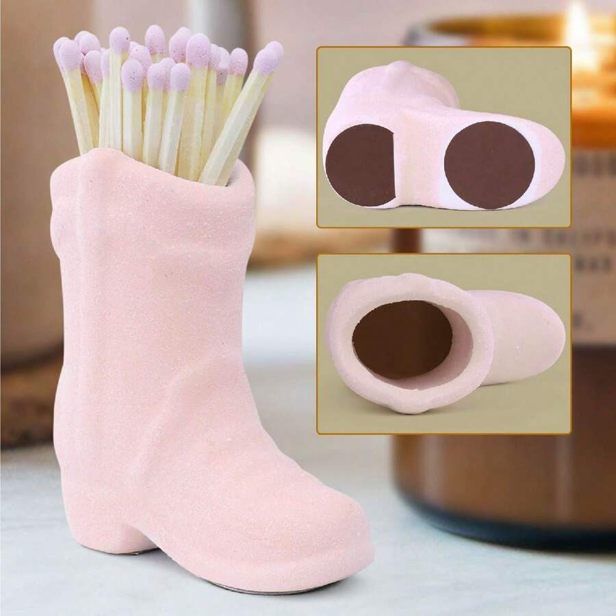 1pc Cowboy Boot Match Holder With Striker - Coastal Home Resin Cowgirl Boot Decor Aesthetic Small... | SHEIN