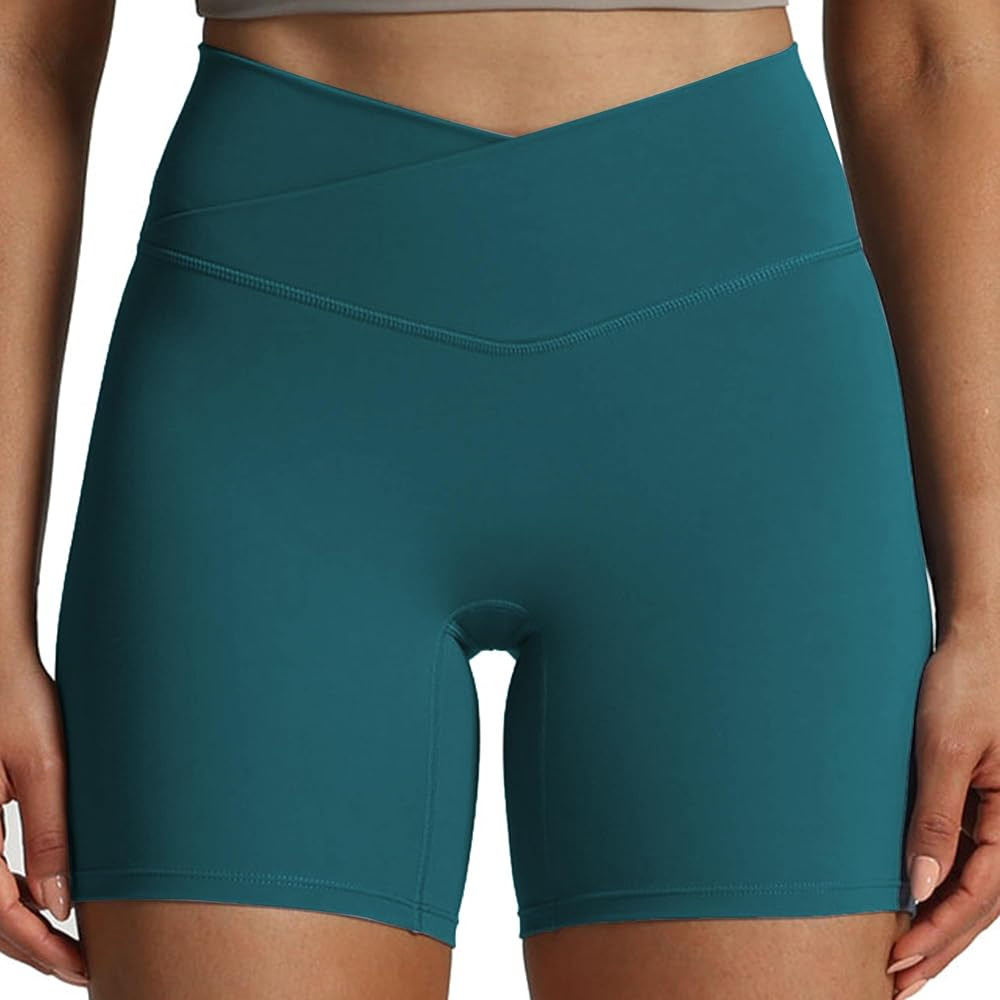 Aoxjox Trinity Workout Biker Shorts for Women Cross-Waist Crossover High Waisted Tummy Control At... | Amazon (US)