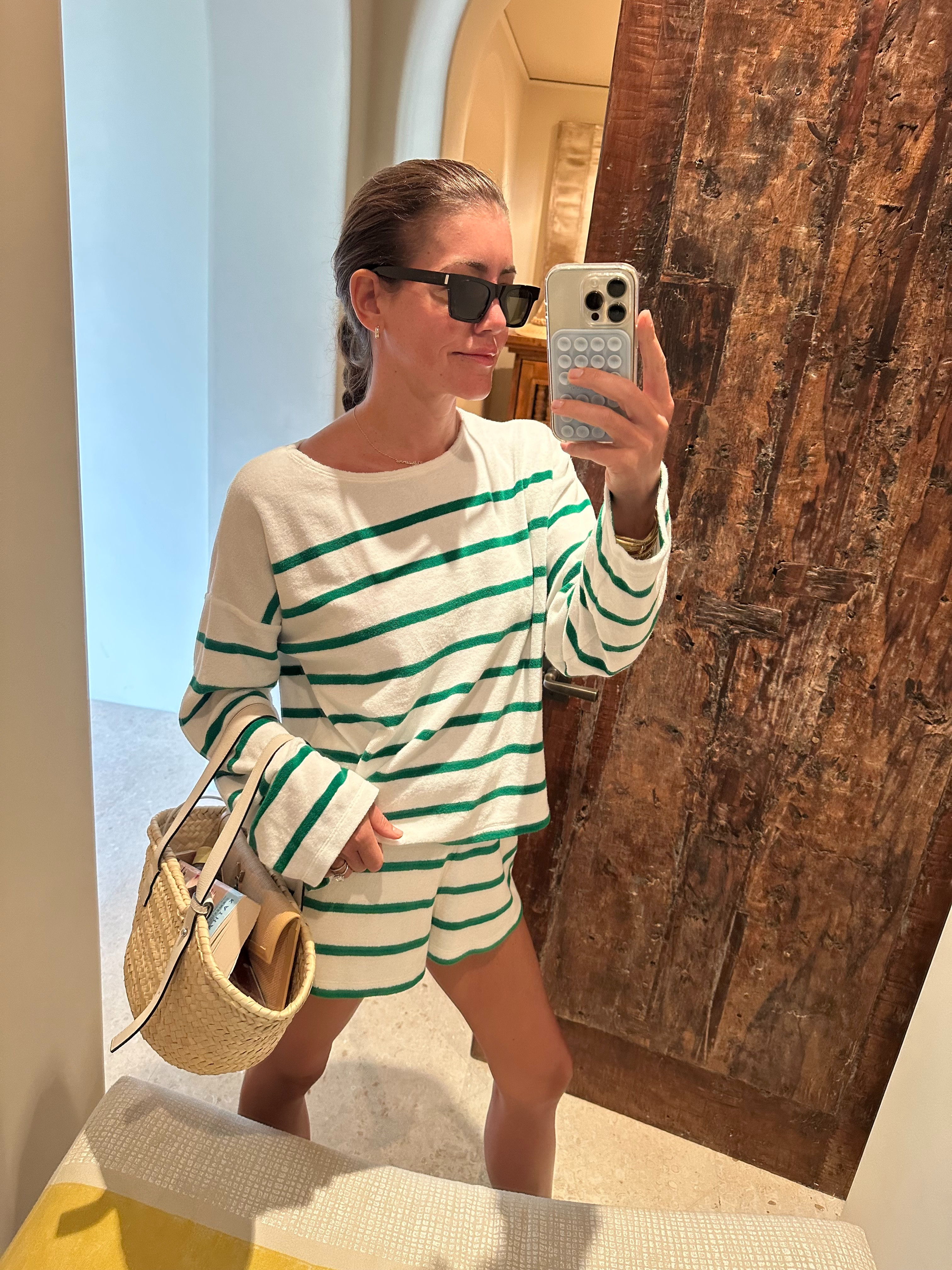 saint laurent sunnies // la ligne top // la ligne shorts // loewe bag 

 