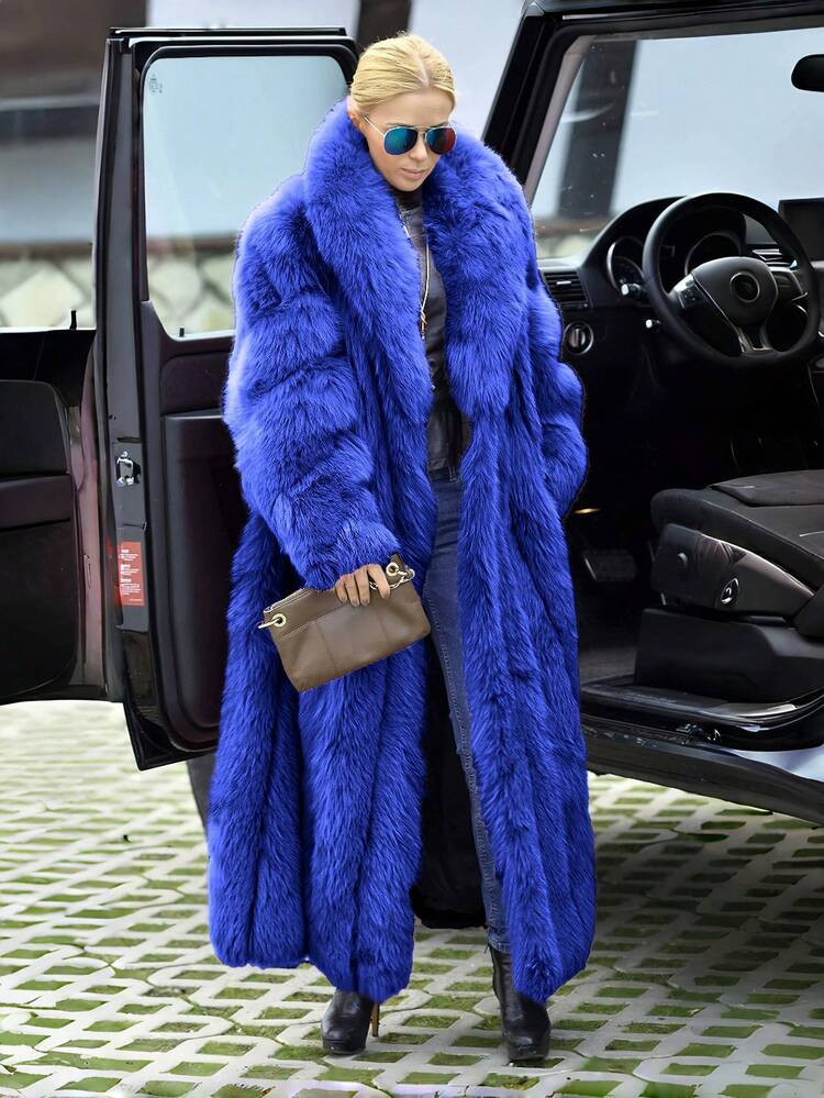Long faux fur coat | SHEIN